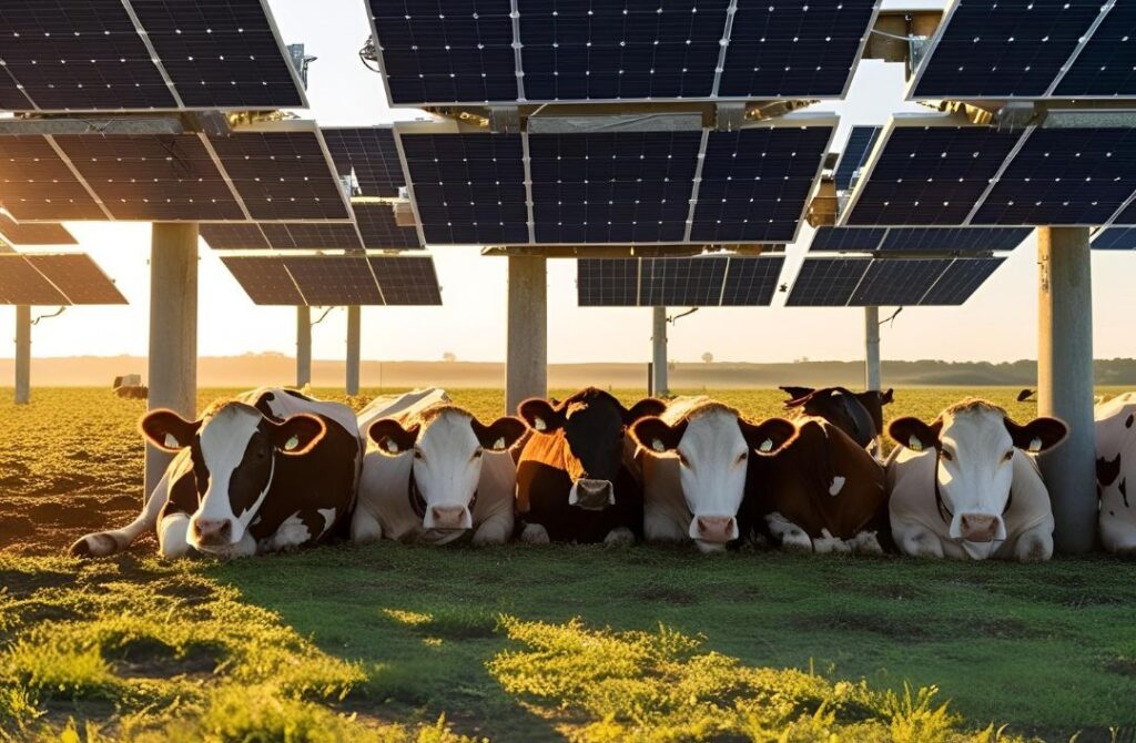 livestock under solar panels