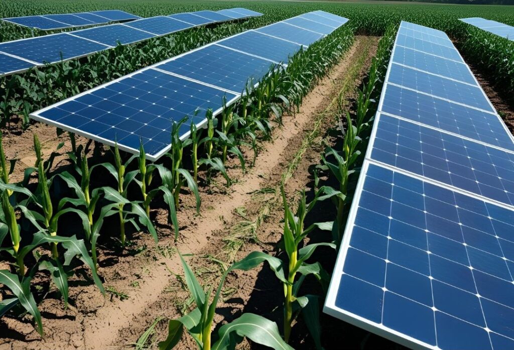 corn under solar panels