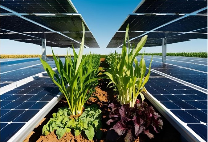 carrots and raddish under solar panel