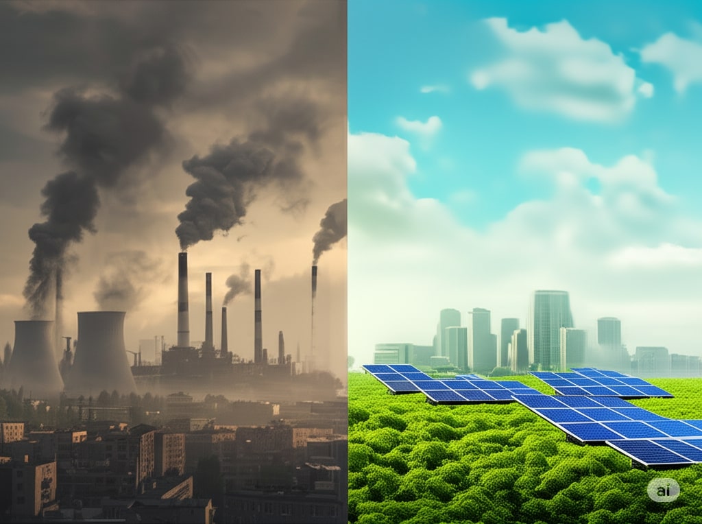 Cityscape with and without solar
