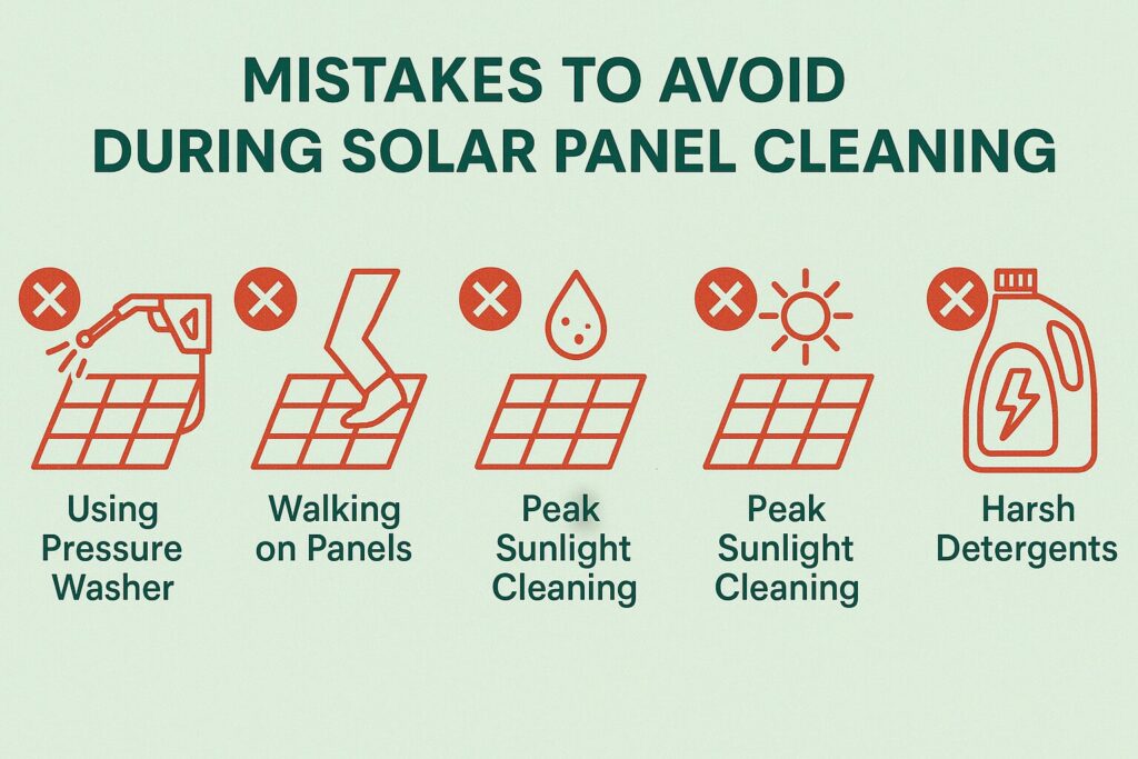 Common mistakes in solar panel cleaning